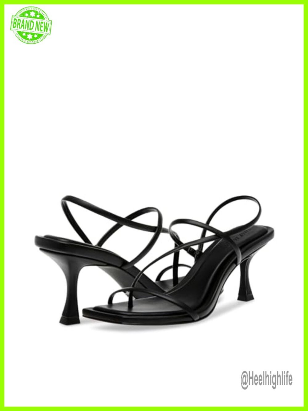 Steve Madden Locke Kitten Heel Slingback Sandals Leather Square Toe